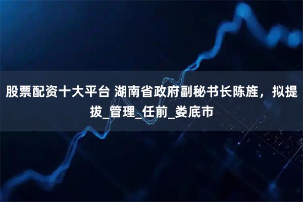 股票配资十大平台 湖南省政府副秘书长陈旌，拟提拔_管理_任前_娄底市