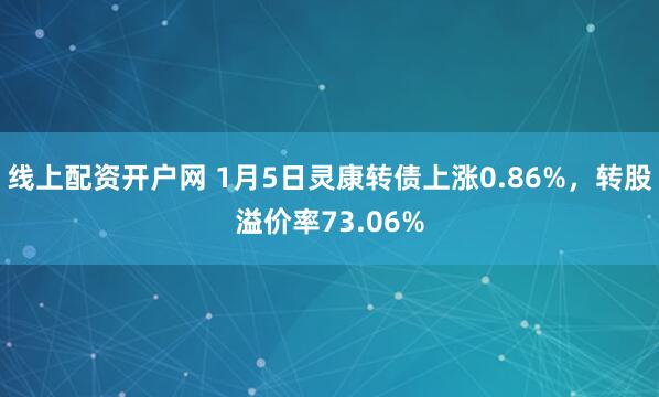 线上配资开户网 1月5日灵康转债上涨0.86%，转股溢价率73.06%